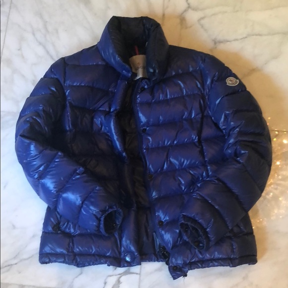 Moncler shiny blue jacket Clearance